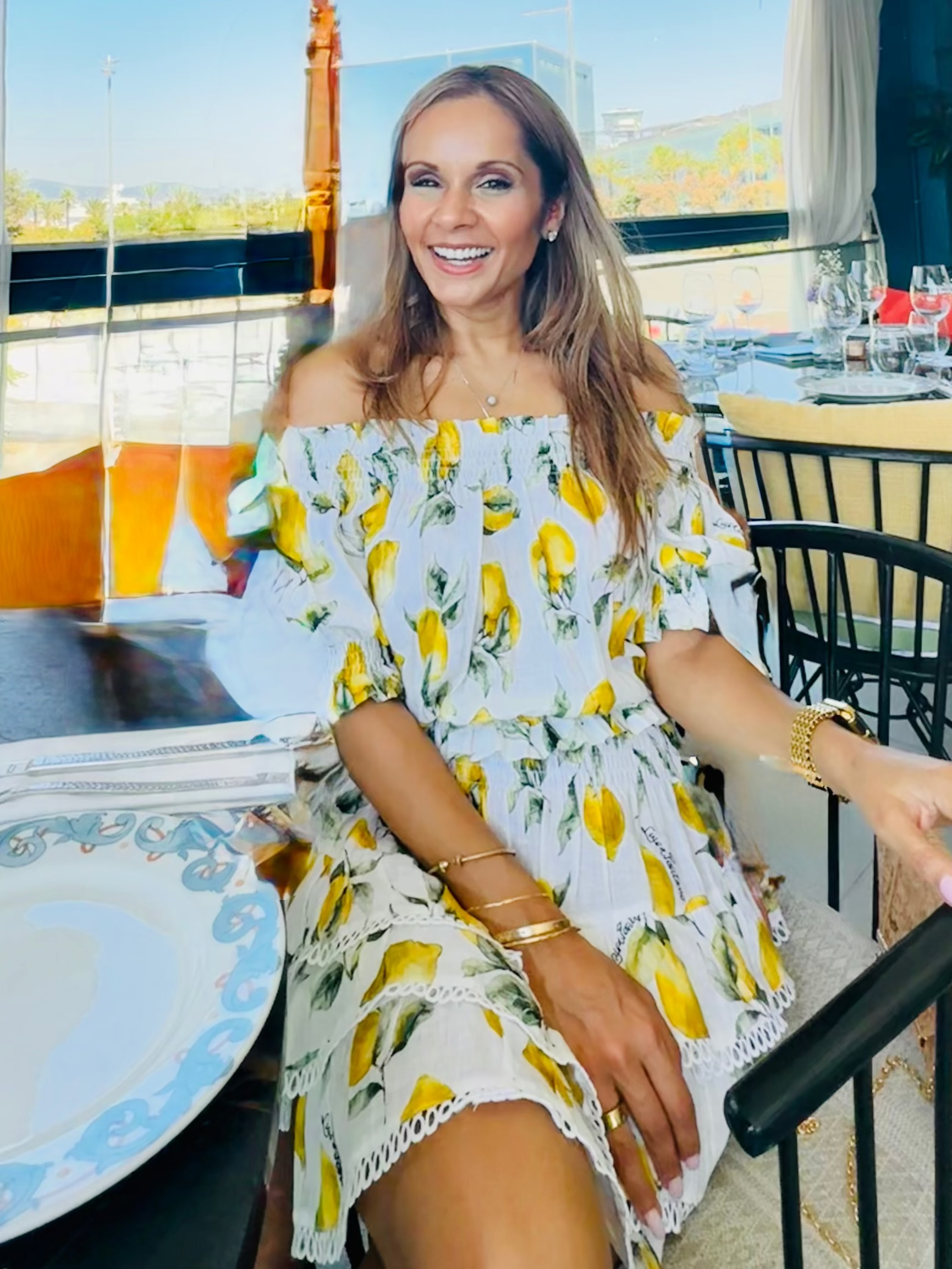 Big Lemons- Volant Off the Shoulder Top and Love Skirt