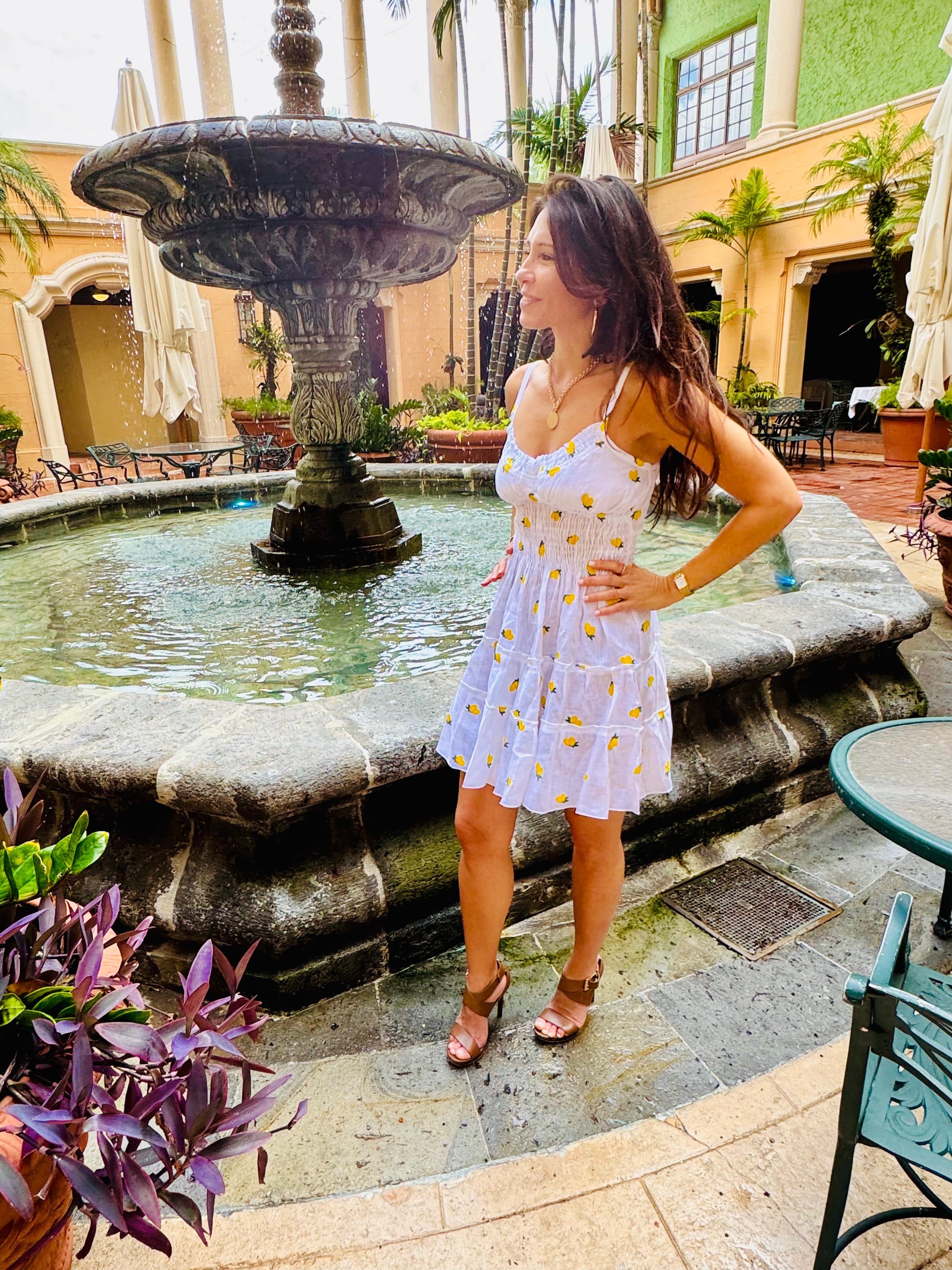 Lemons and White Veleno Dress