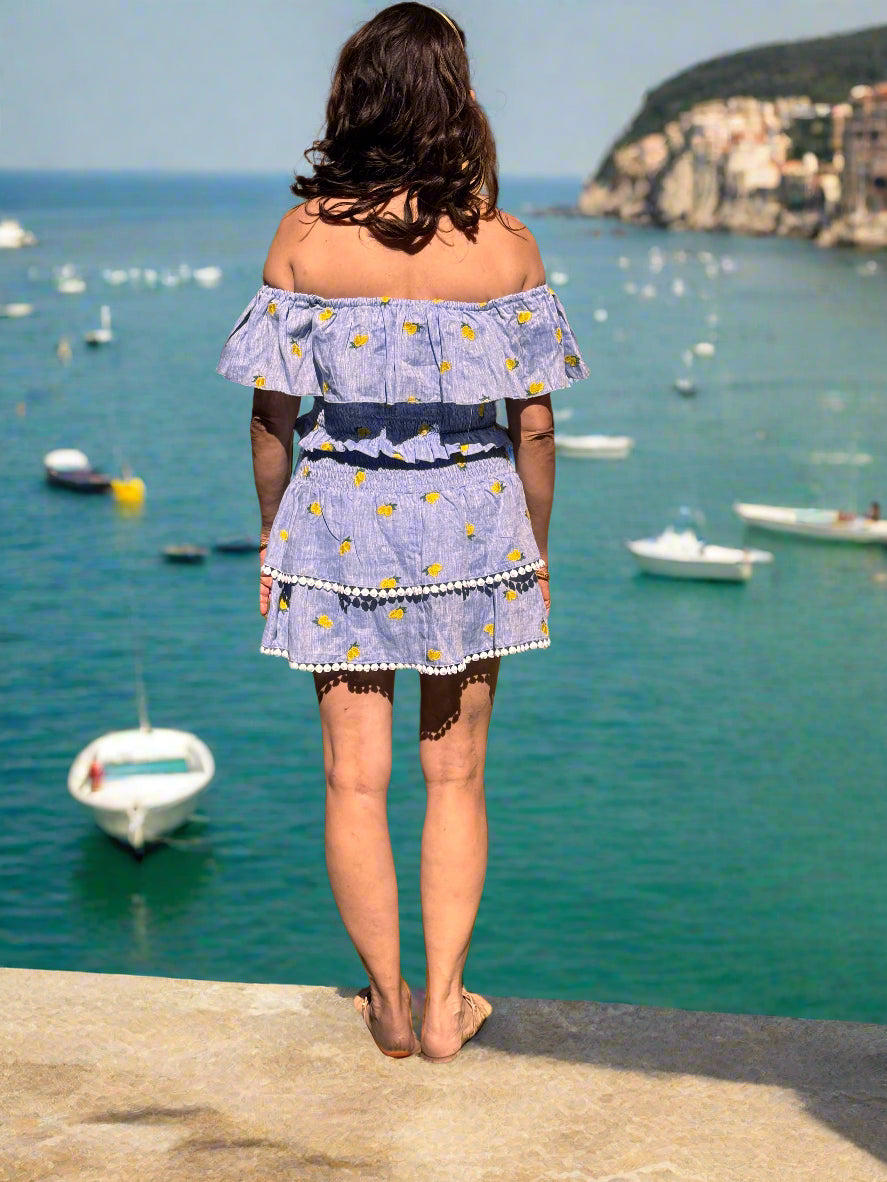 NOT Denim and Lemon Top & Mini Skirt