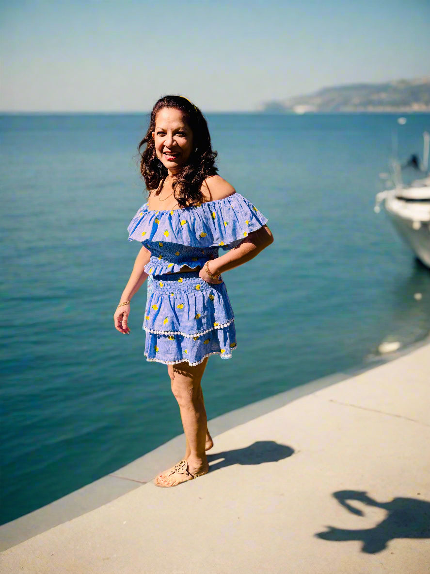 NOT Denim and Lemon Top & Mini Skirt