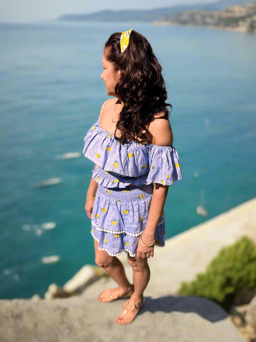 NOT Denim and Lemon Top & Mini Skirt