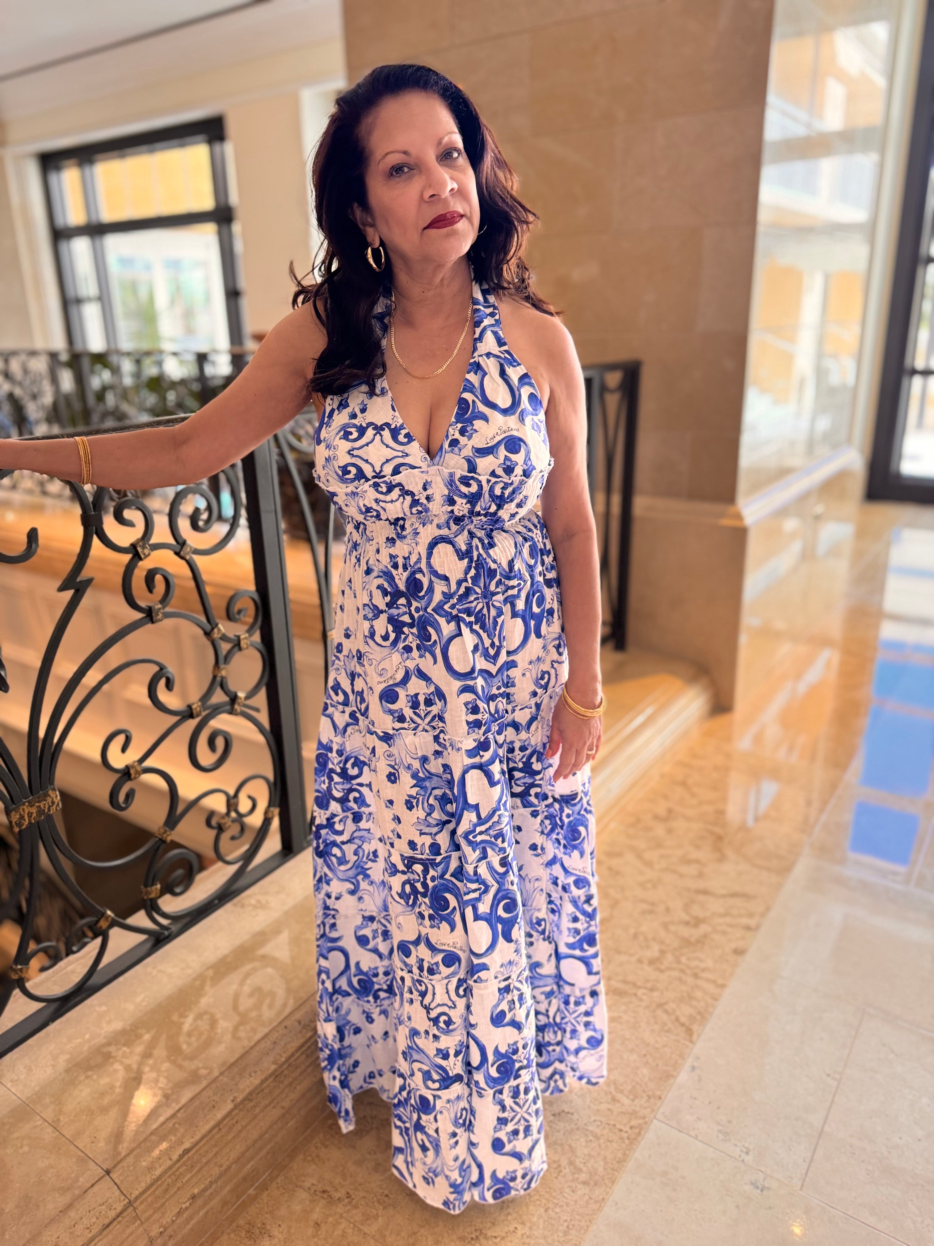 Long Halter Dress Victoria Blue