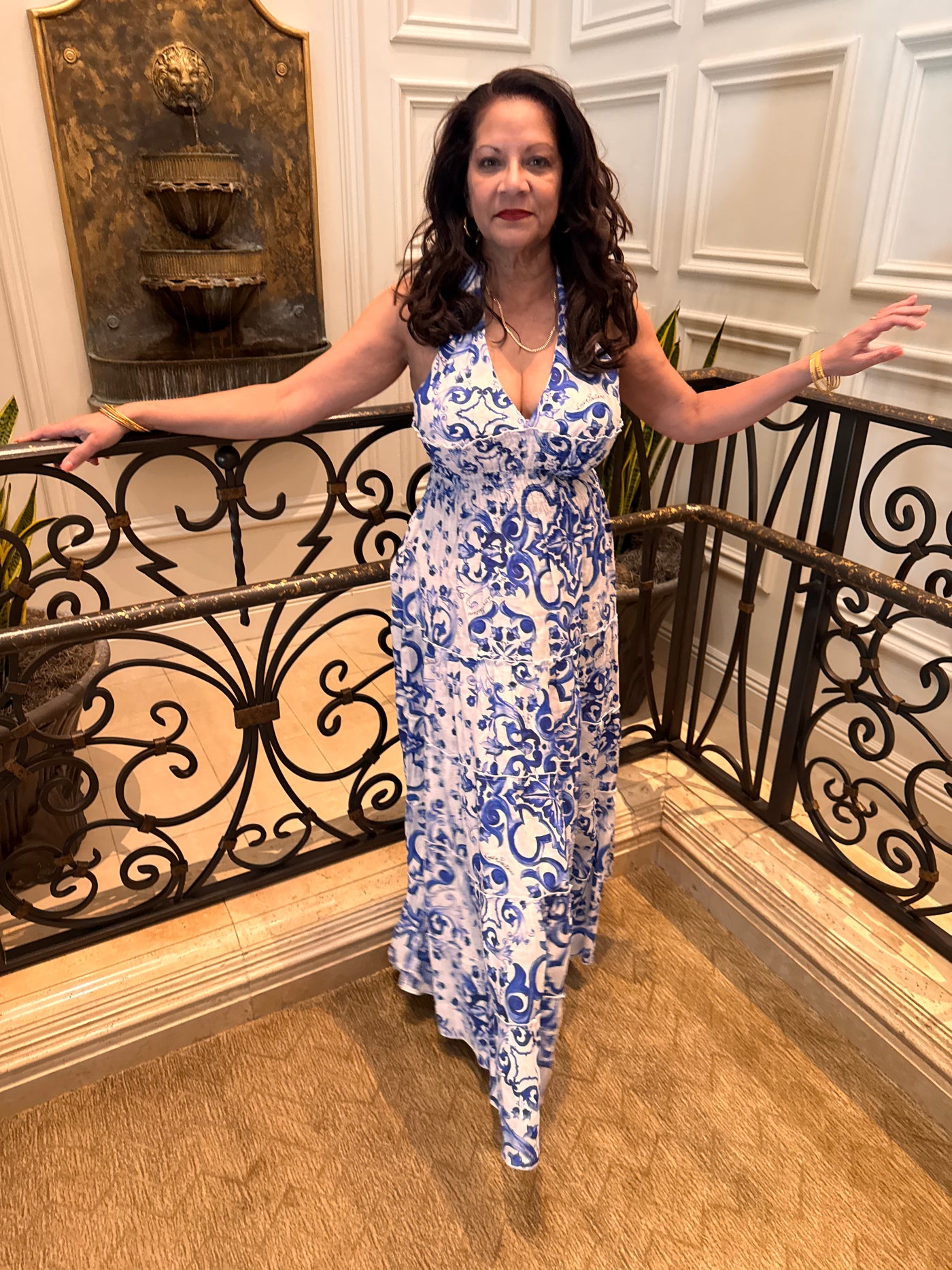 Long Halter Dress Victoria Blue. Handmade by Luisa Positano, Italy. – Bellissima Bacchus