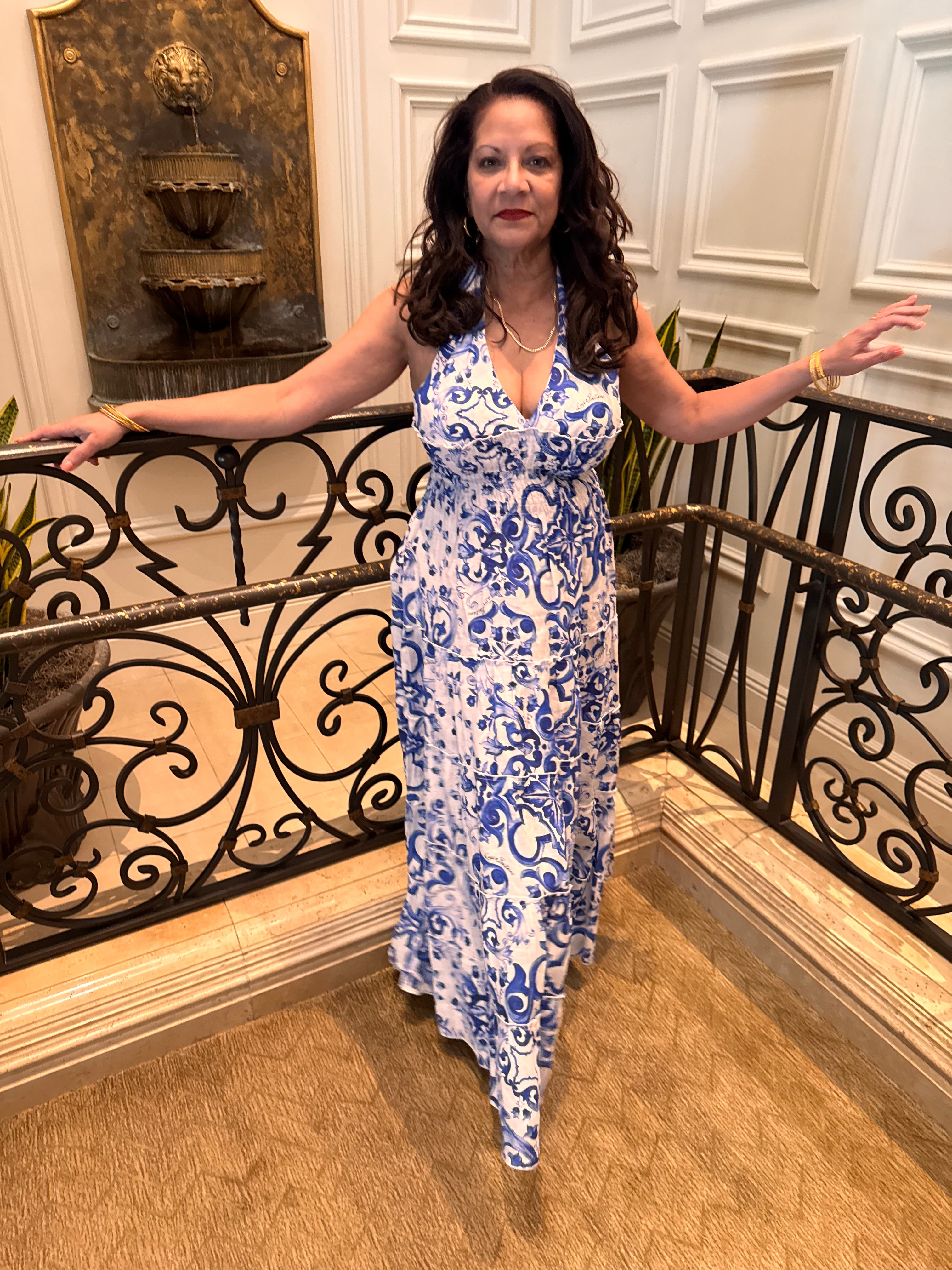 Long Halter Dress Victoria Blue