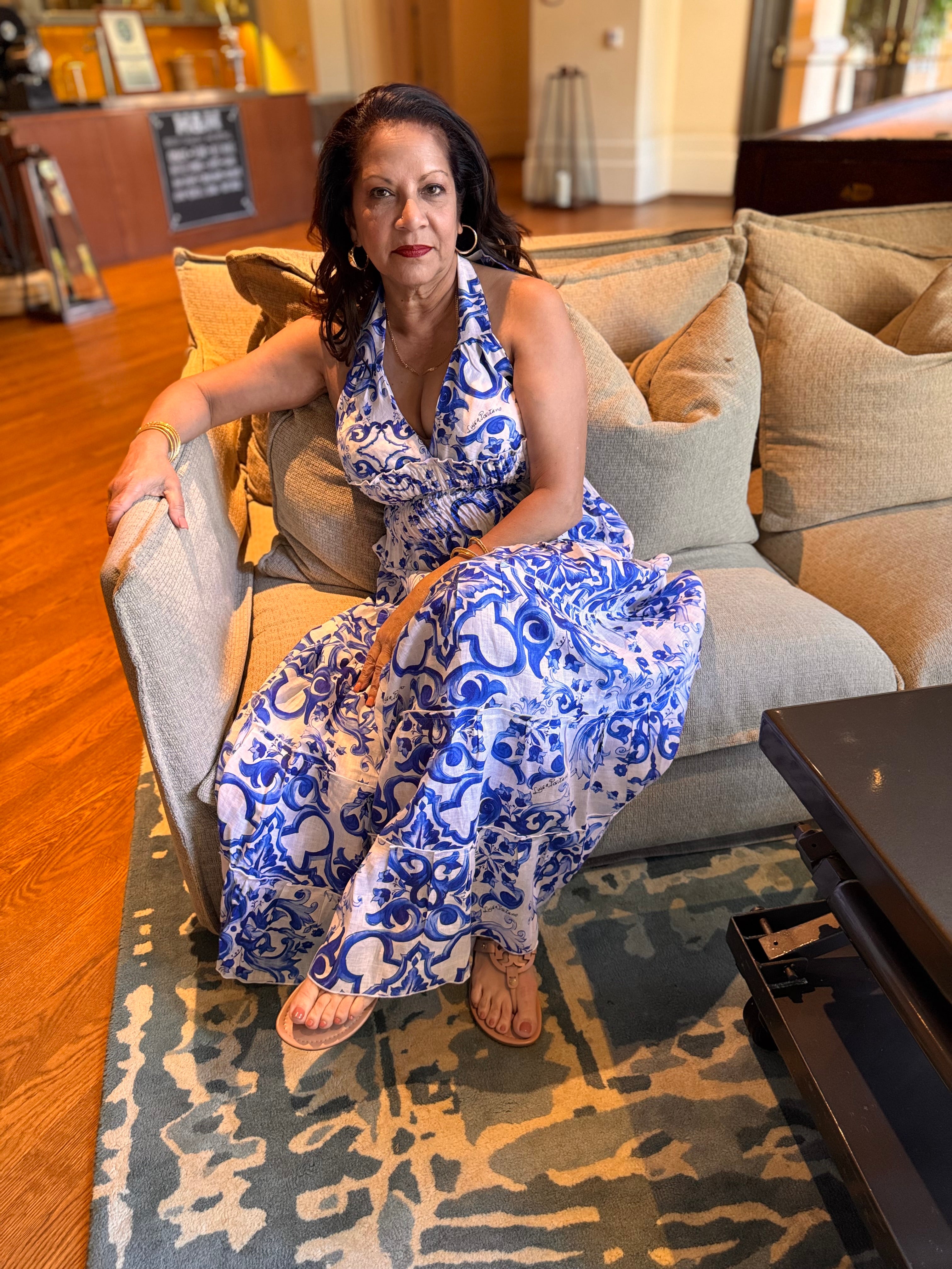 Long Halter Dress Victoria Blue