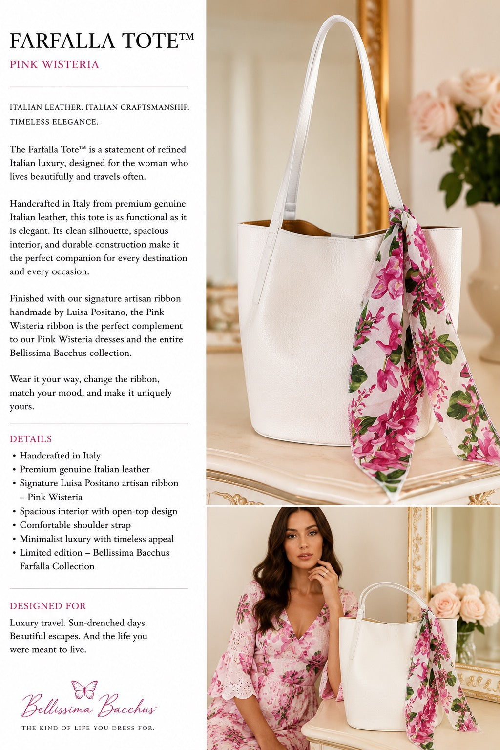 Farfalla Tote™ | Luxury Italian Leather Tote Bag | Made in Italy | Bellissima Bacchus